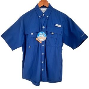 Columbia PFG Bahama II Mens Small Short Sleeve Shirt UPF 50 Sun Protection Blue